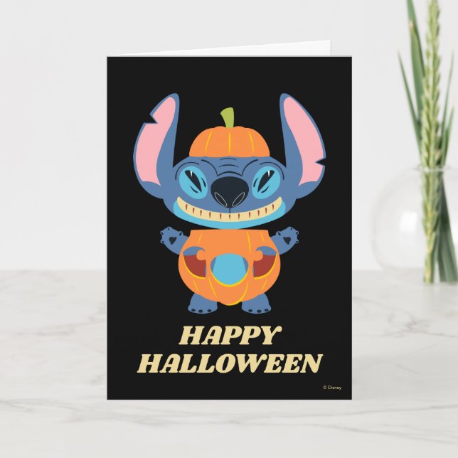 Carte Halloween Stitch Citrouille (Devant)