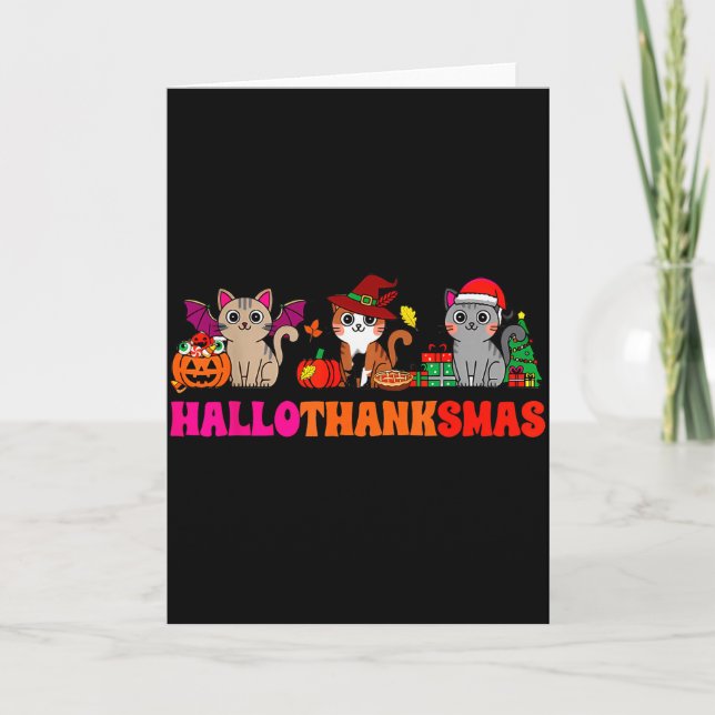 Carte Halloween Thanksgiving Christmas Happy Hallothanks (Devant)