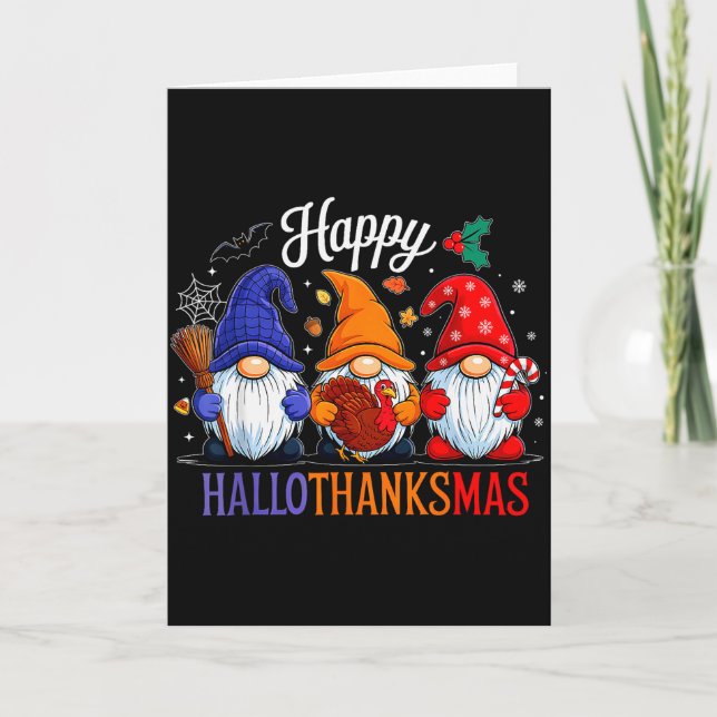 Carte Halloween Thanksgiving Christmas Happy Hallothanks (Devant)