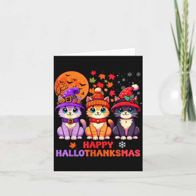 Carte Halloween Thanksgiving Christmas Happy Hallothanks (Devant)