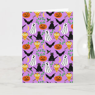 Carte Halloween thème collage toss Motif violet