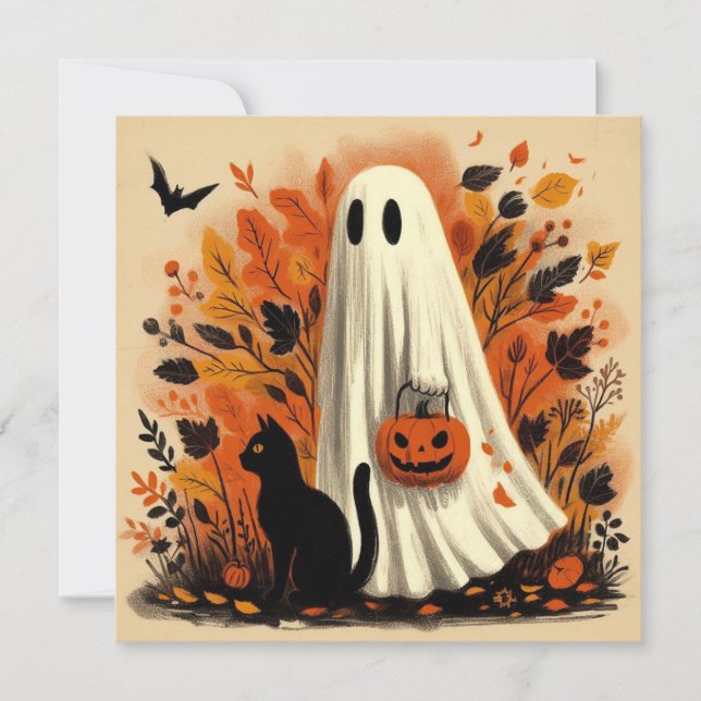 Carte Halloween Trick ou le traitement de fantôme et cha (Devant)