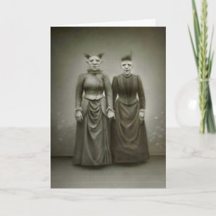 Carte Halloween vintage - le couple horrible,