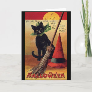 Carte Halloween vintage par Ellen Clapsaddle, Chat noir