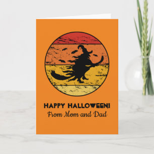 Carte Halloween Vintage sorcière détendue 2 Sunset rétro