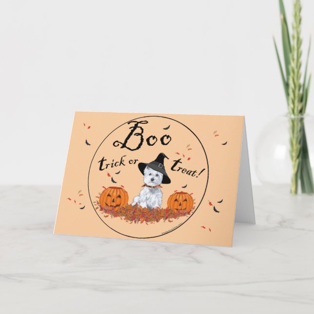 Carte Halloween White Terrier de West Highland (Devant)