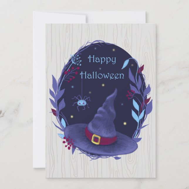 Carte Halloween Witch Casquette Wreath (Devant)