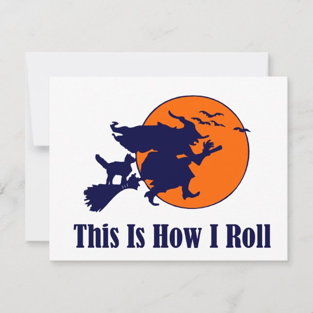 Carte Halloween Witch - Voici comment je roule (Devant)