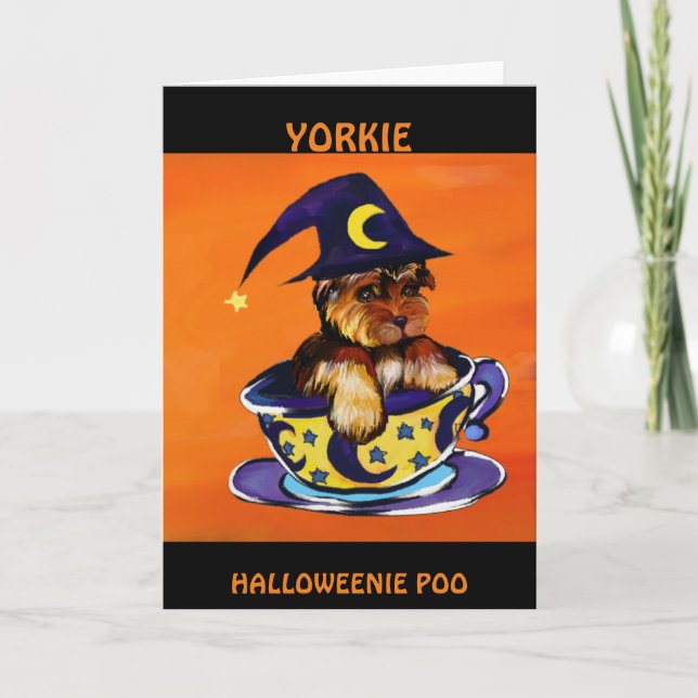 Carte Halloween Yorkie Poo (Devant)
