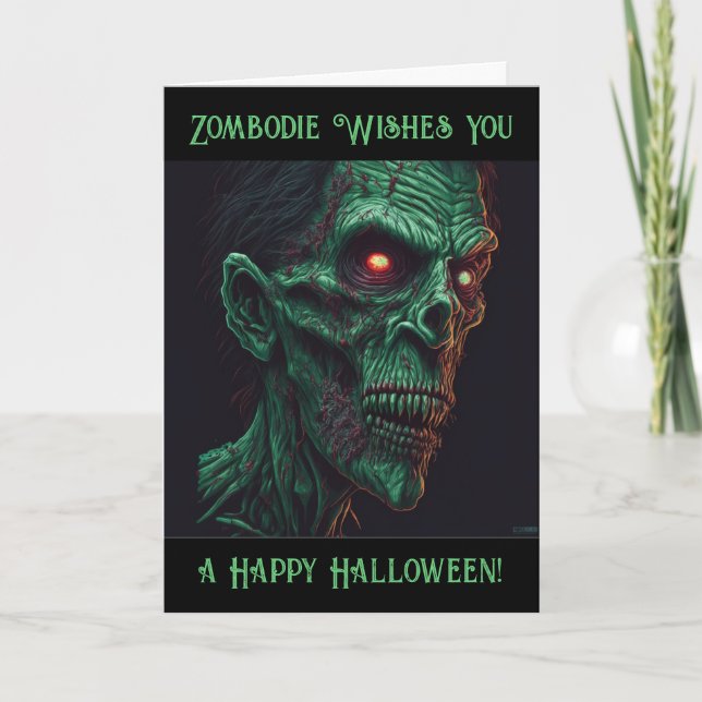 Carte Halloween Zombie déplaisant (Devant)