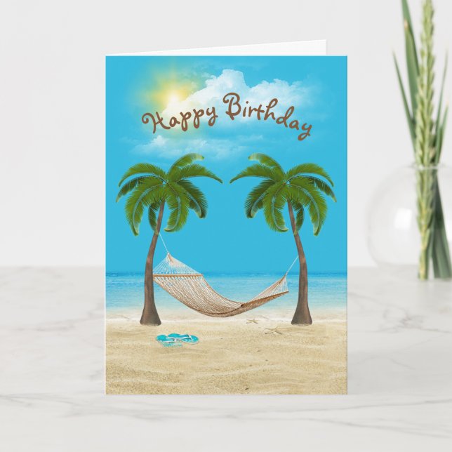 Carte Hamac sur la plage Anniversaire (Devant)