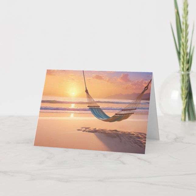 Carte Hamac sur la plage au coucher du soleil (Devant)