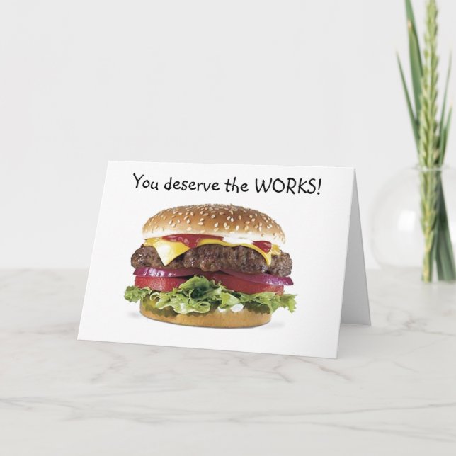CARTE HAMBURGER DIT QUE VOUS MÉRITEZ LES OEUVRES-ANNIVER (Devant)