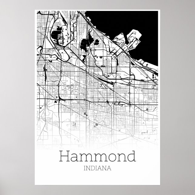 Carte Hammond - Indiana - Poster de la carte de la (Devant)