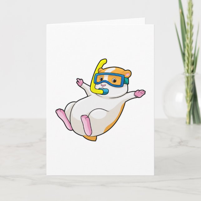 Carte Hamster à la plongée avec lunettes de natation (Devant)