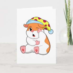 Carte Hamster au coucher avec tête de lit