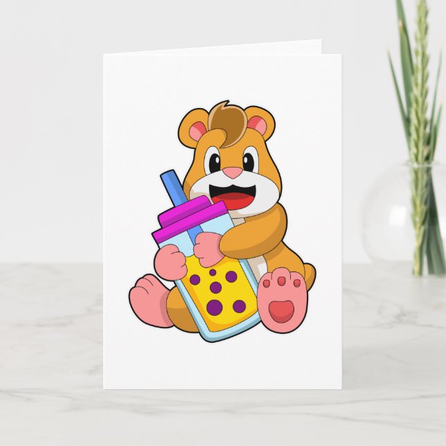 Carte Hamster avec biberon de jus (Devant)