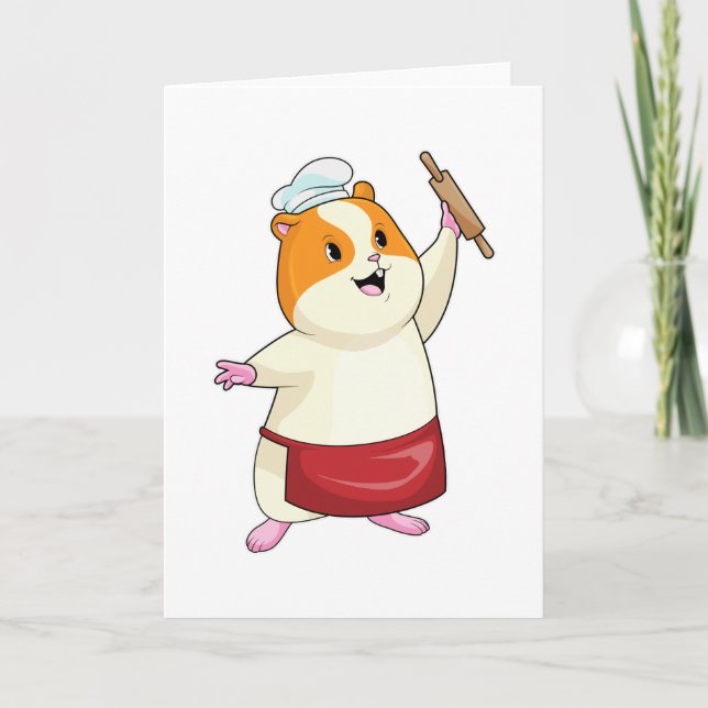 Carte Hamster boulanger avec rouleau à pâtisserie (Devant)