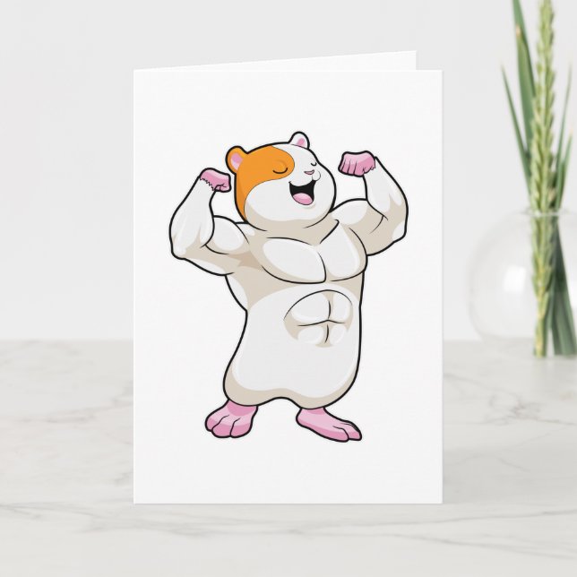 Carte Hamster culturiste avec de gros muscles (Devant)