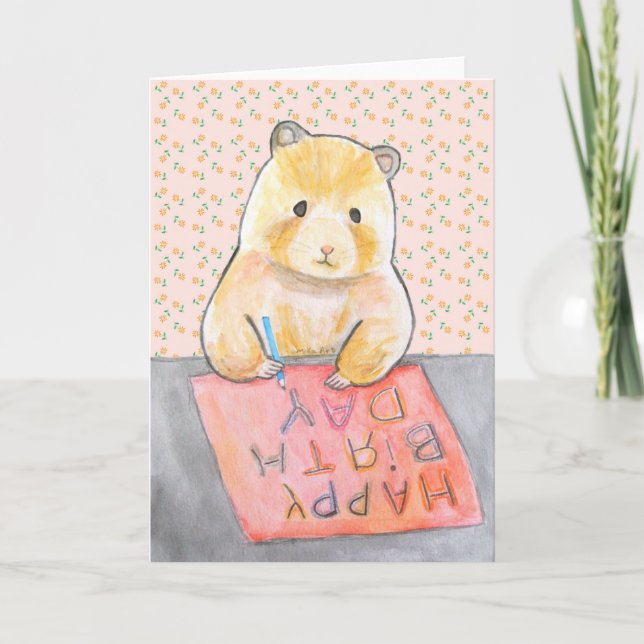 Carte Hamster Ecrire Joyeux Anniversaire Mignonne Hamste (Devant)