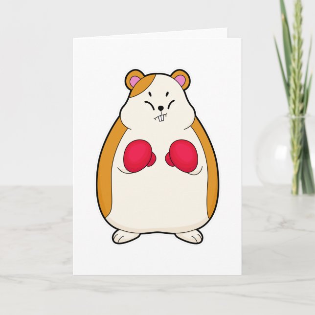 Carte Hamster en boîte avec gants de boxe (Devant)
