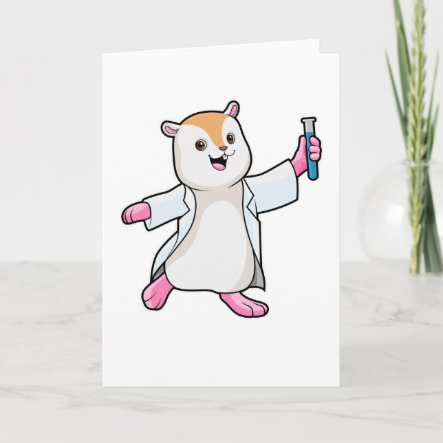 Carte Hamster en tant que scientifique avec tube d'essai (Devant)