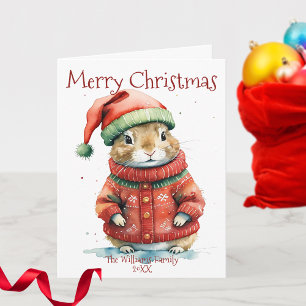 Carte Hamster festif à Noël de Santa Hat