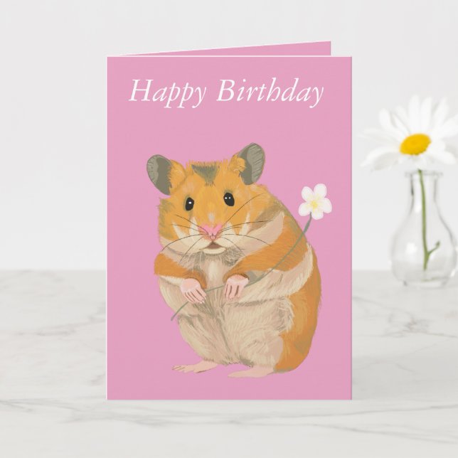 Carte Hamster mou avec fleurs (Petite plante)