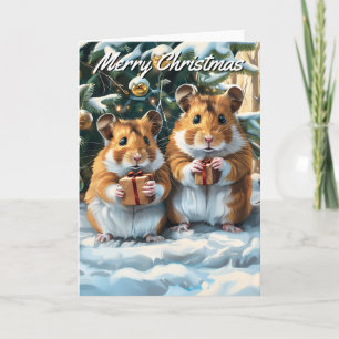 Carte Hamsters avec cadeaux Noël Noël