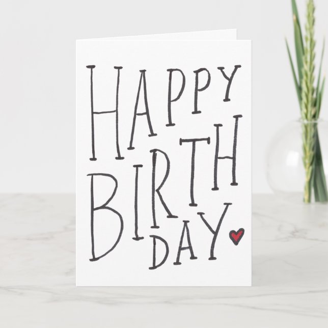 Carte Hand Drawn Happy Birthday Folded (Devant)