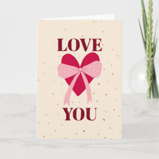 Carte hand drawn heart with bow love you Valentine's Day