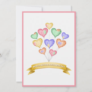 Carte Hand Drawn Watercolor World Autism Awareness Day