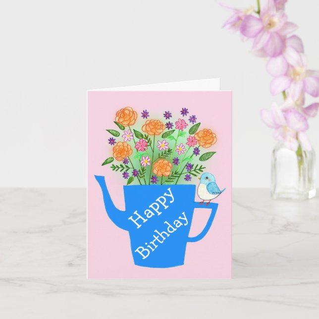 Carte Hand-Drawn Whimsical Art Custom Birthday (Orchidée)