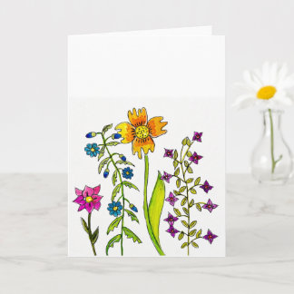 Carte Hand-Drawn Wildflower Trio Greeting