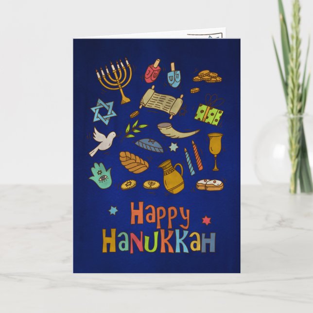 Carte Hanoukka colorée amusante (Devant)
