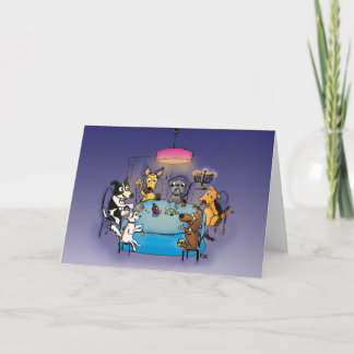Carte Hanoukka Dachshund ! Chiens Jouant Driedel !