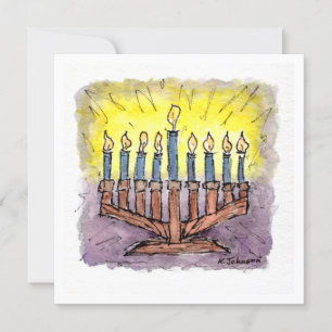 Carte Hanoukka d'aquarelle Menorah