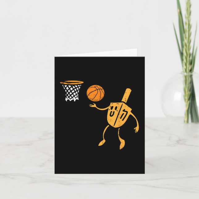 Carte Hanoukka Dreidel Basketball Chanukah Hommes juifs  (Devant)
