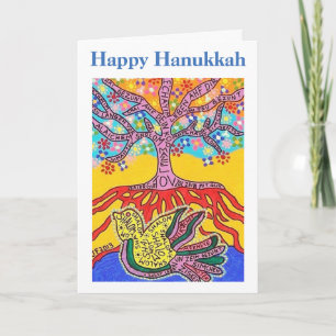 Carte Hanoukka Langue spirituelle yiddish de l'arbre de 