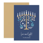 Carte Hanoukka Love & Light Floral Menorah