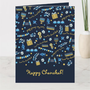 Carte Hanoukka Menorah Dreidel personnalisé