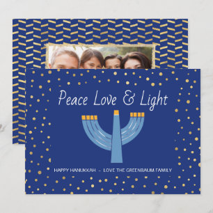 Carte Hanoukka moderne Blue et Gold