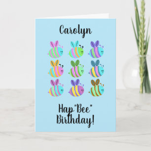 Carte HapBee Anniversaire, abeille de couleur mignonne p