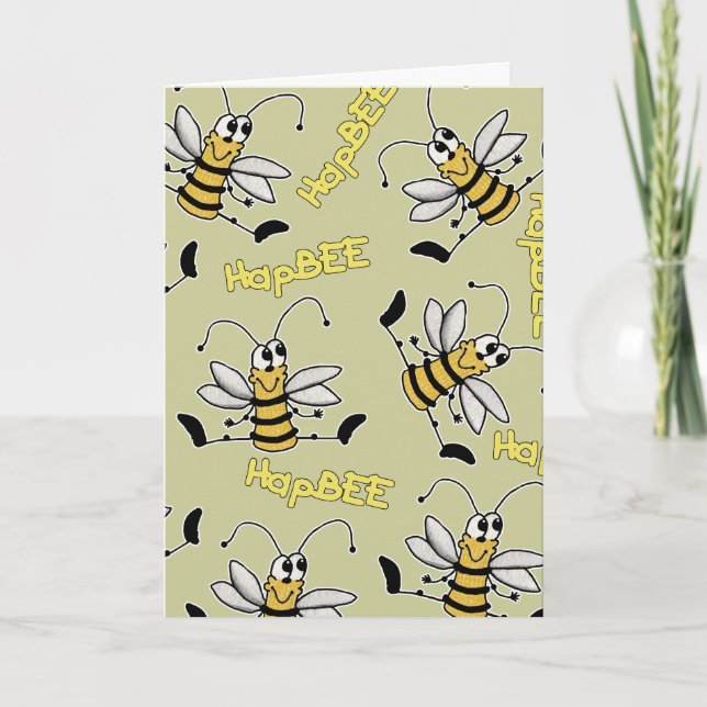 Carte HapBEE Bee Collage Anniversaire (Devant)
