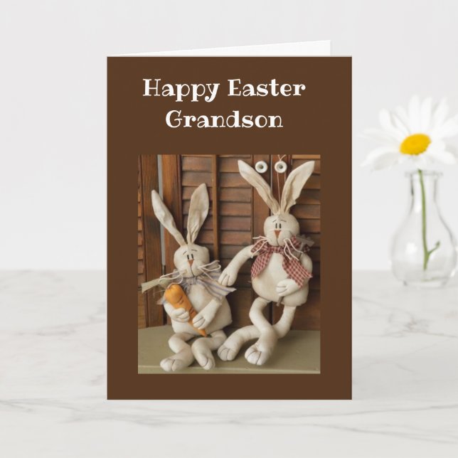 CARTE HAPPPY EASTER **GRANDSON** CARD (Petite plante)