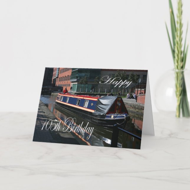 Carte Happy 105th Birthday canal boat (Devant)