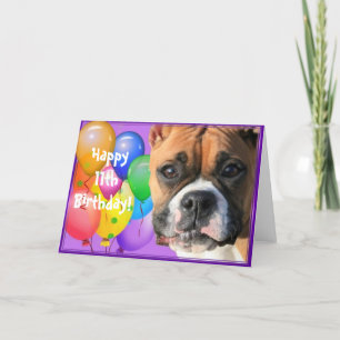 Carte Happy 11th Birthday Boxer Dog greeting card