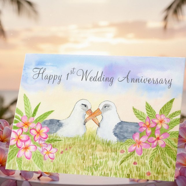Carte Happy 1st Wedding Anniversary  Laysan Albatross (Créateur téléchargé)