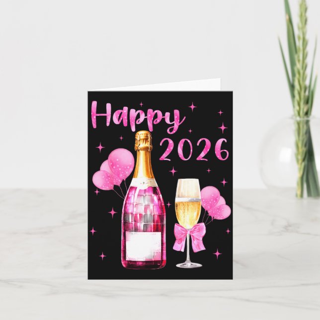 Carte Happy 2026 Cheers To A New Year 2026 Champagne Coq (Devant)