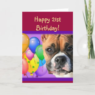 Carte Happy 21st birthday boxer dog greeting card
